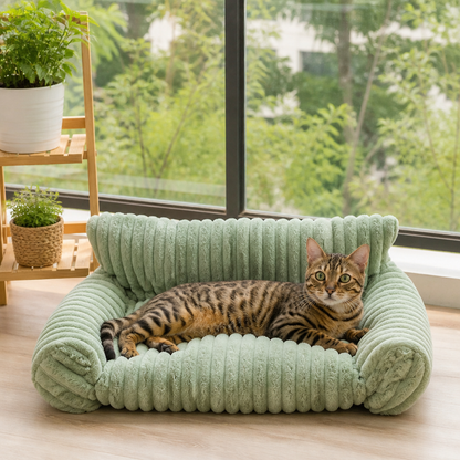 Fluffy Cloud Cat Sofa Bed with Soft Bolsters & Washable Covers