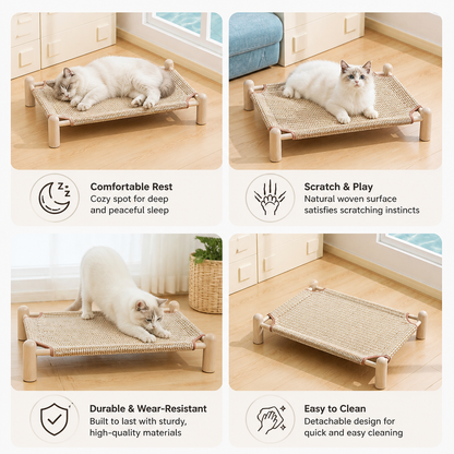 Wear-resistant detachable and durable cat pet sleeping bed with cat scratching board