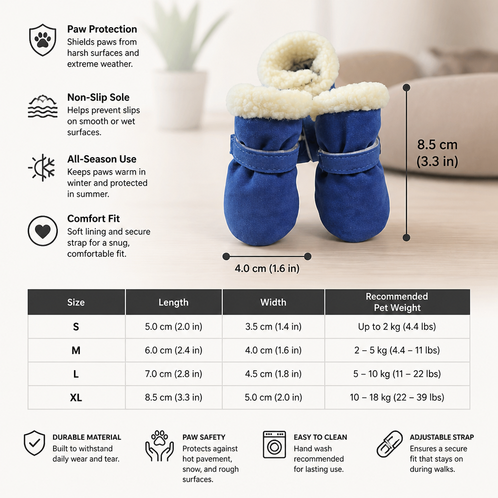 Soft Velvet Puppy Booties – Warm Non-Slip Paw Covers