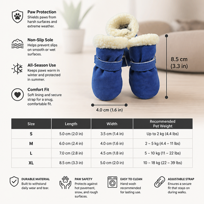 Soft Velvet Puppy Booties – Warm Non-Slip Paw Covers