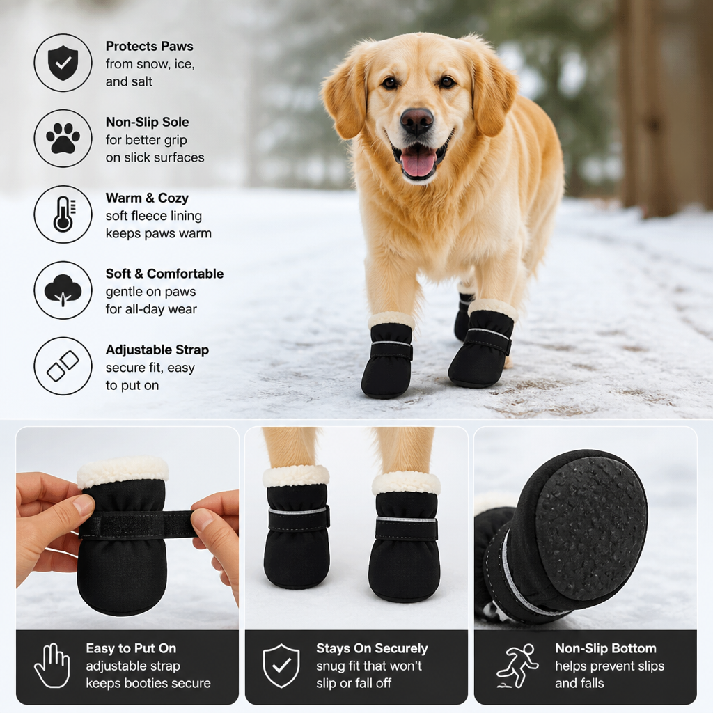Soft Velvet Puppy Booties – Warm Non-Slip Paw Covers