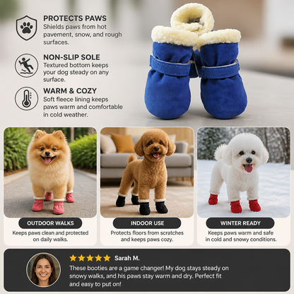 Soft Velvet Puppy Booties – Warm Non-Slip Paw Covers