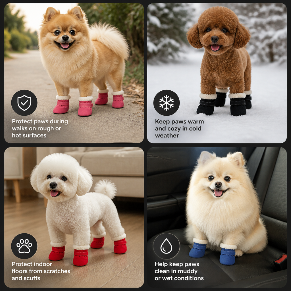Soft Velvet Puppy Booties – Warm Non-Slip Paw Covers