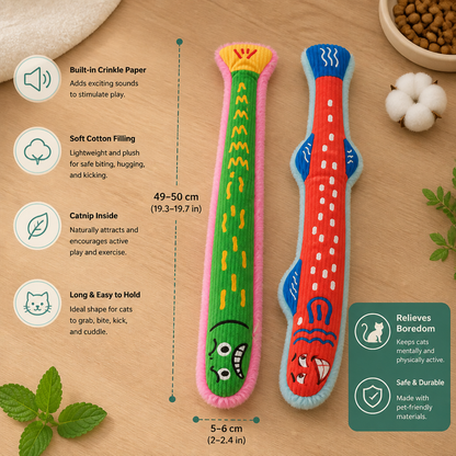 Catnip Crinkle Kicker Toy – Plush Cat Kick & Cuddle Toy