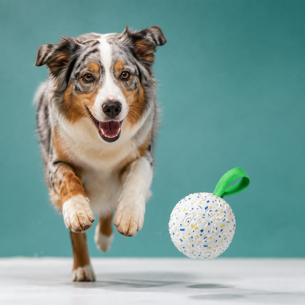 Indestructible Squeaky Dog Ball – Bite-Resistant Interactive Tug & Fetch Toy