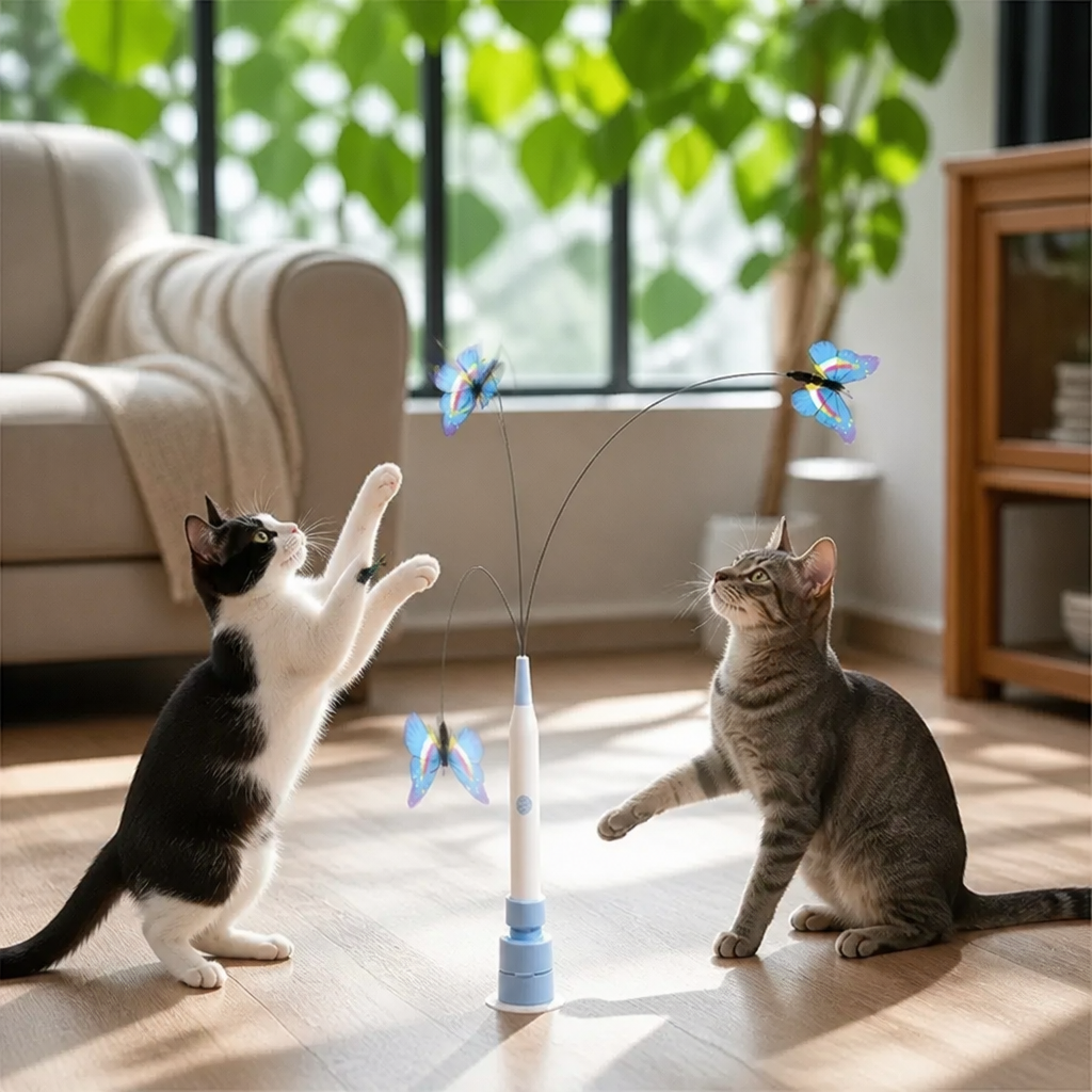 Interactive Spinning Butterfly Cat Toy – Rechargeable Motion Teaser Wand