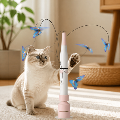 Interactive Spinning Butterfly Cat Toy – Rechargeable Motion Teaser Wand