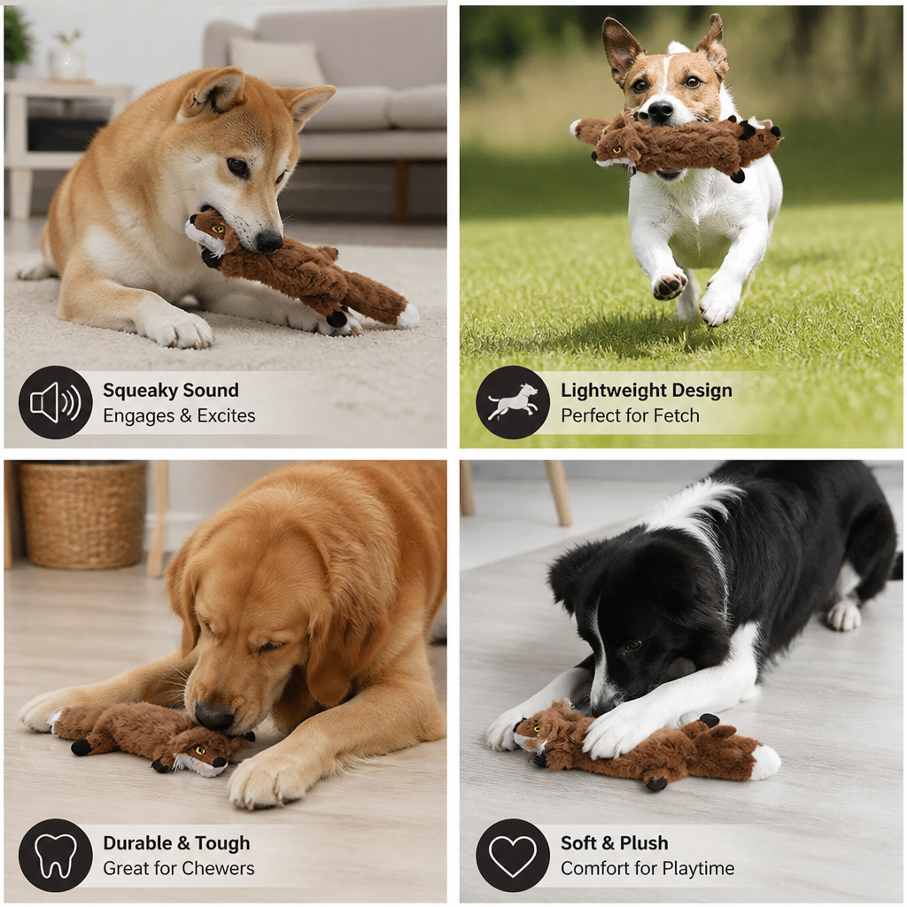 Durable Stuffing-Free Crinkle Squeaky Dog Toy