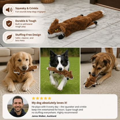 Durable Stuffing-Free Crinkle Squeaky Dog Toy