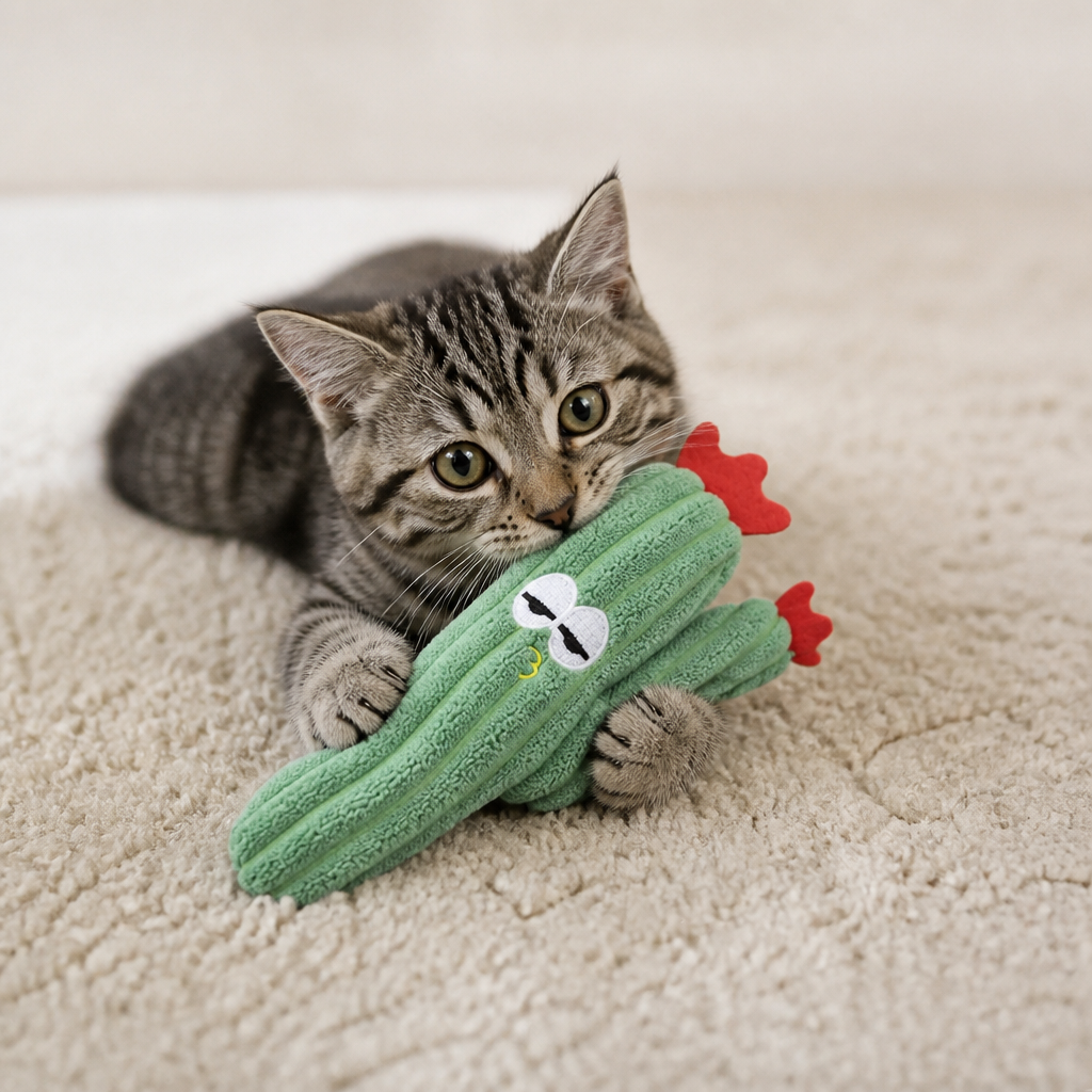 Catnip-Filled Cactus Teeth Cleaning Cat Toy