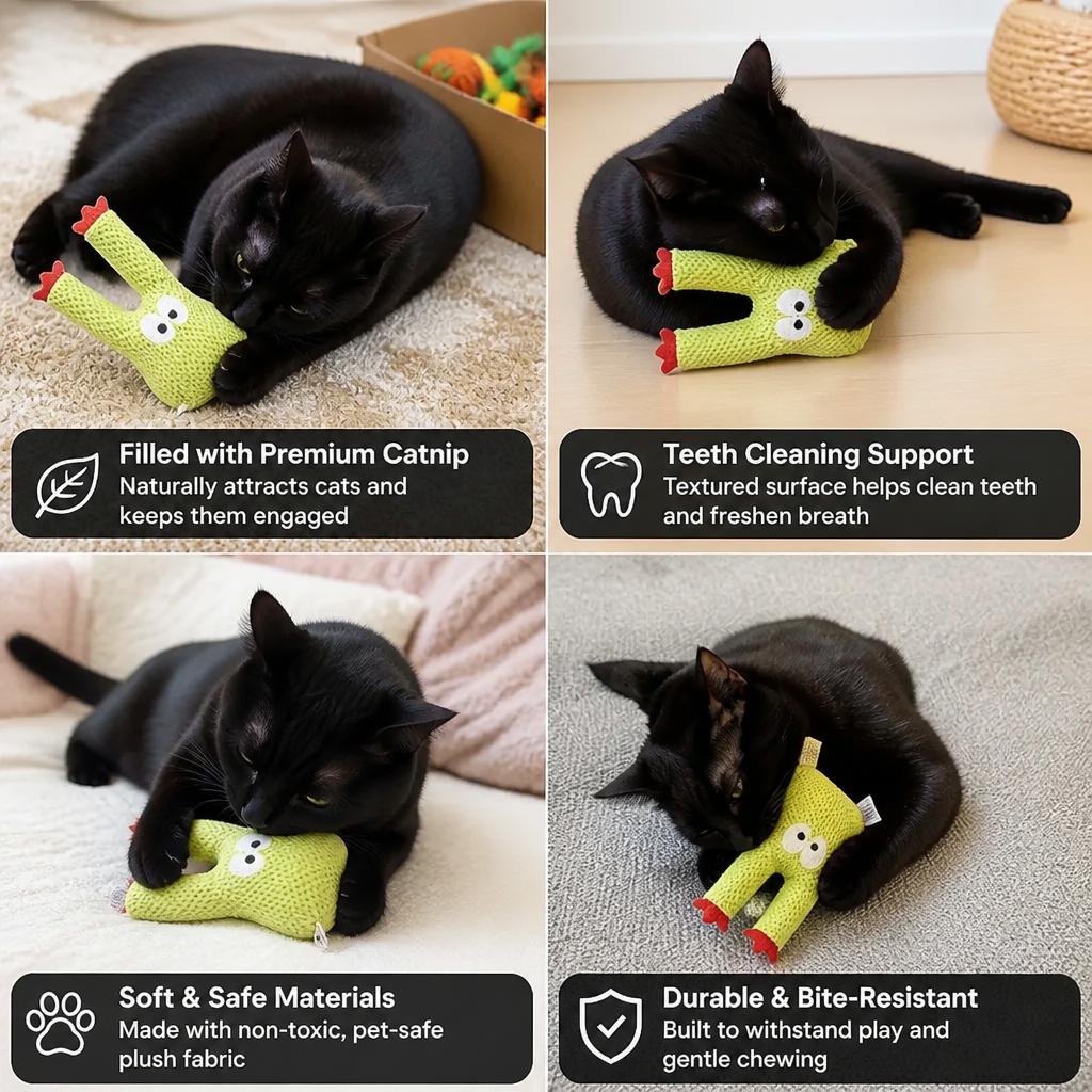 Catnip-Filled Cactus Teeth Cleaning Cat Toy