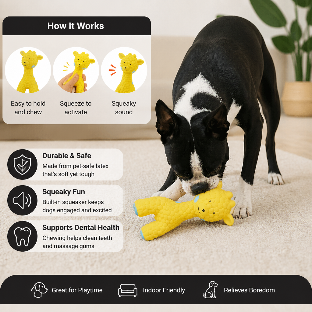 Interactive Squeaky Giraffe Toy for Dogs