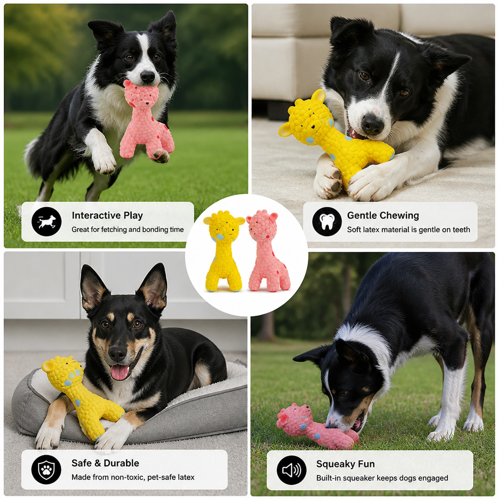 Interactive Squeaky Giraffe Toy for Dogs