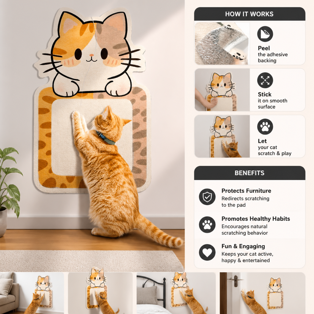 2-in-1 Wall-Mounted Cat Scratcher & Interactive Play Toy
