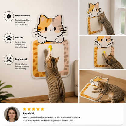 2-in-1 Wall-Mounted Cat Scratcher & Interactive Play Toy