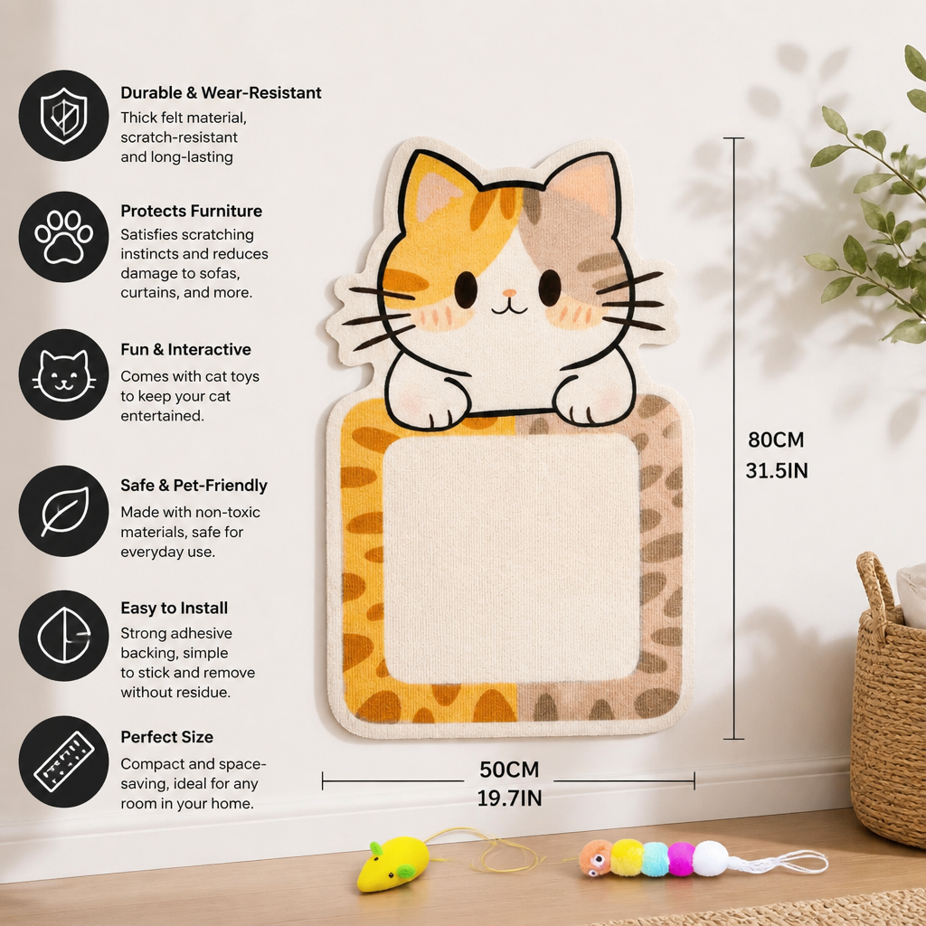 2-in-1 Wall-Mounted Cat Scratcher & Interactive Play Toy
