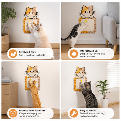 2-in-1 Wall-Mounted Cat Scratcher & Interactive Play Toy