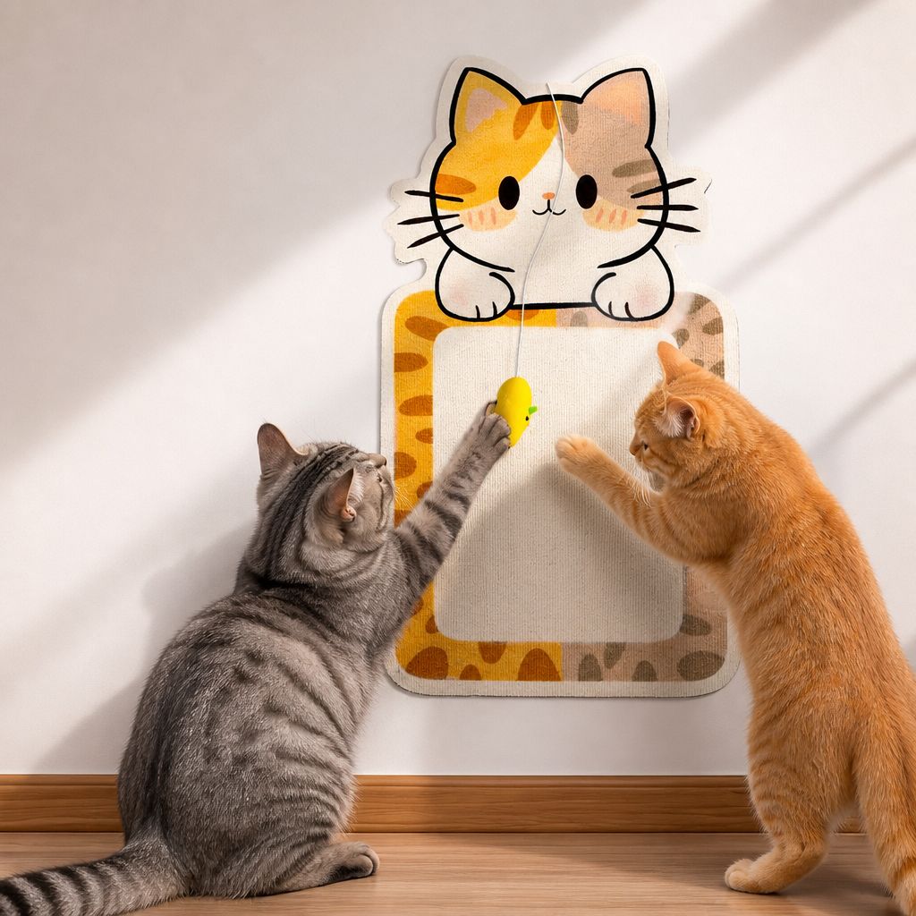 2-in-1 Wall-Mounted Cat Scratcher & Interactive Play Toy