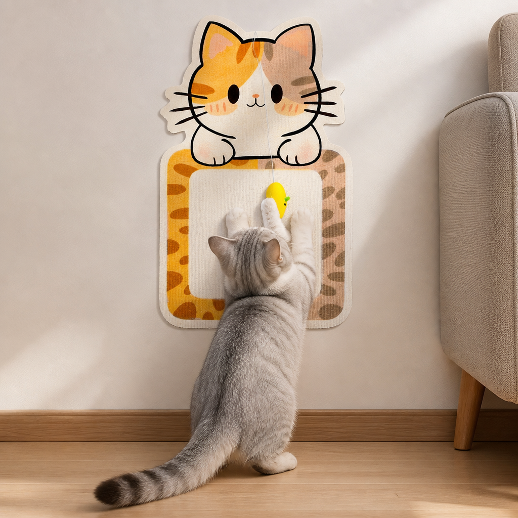 2-in-1 Wall-Mounted Cat Scratcher & Interactive Play Toy