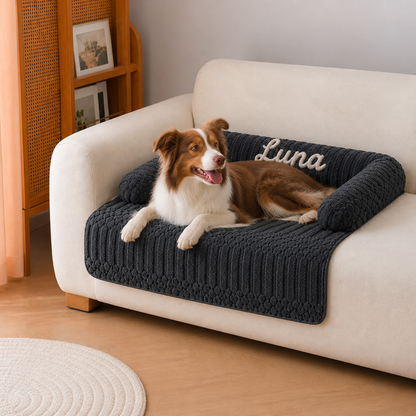 Personalized Fluffy Dog Sofa Bed & Protective Couch Cover