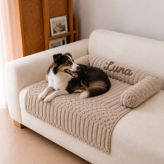 Personalized Fluffy Dog Sofa Bed & Protective Couch Cover