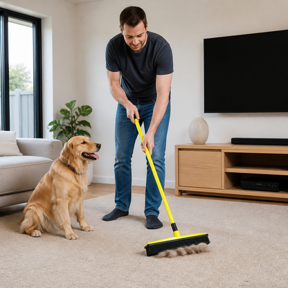 Telescopic Pet Hair Removal Broom – Multi-Surface Cleaner for Carpet, Sofa & Dog Bed