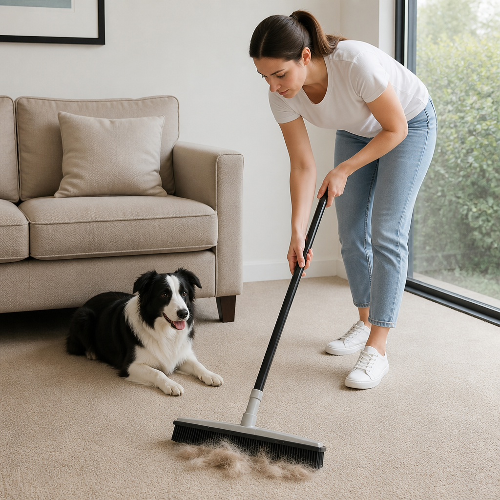 Telescopic Pet Hair Removal Broom – Multi-Surface Cleaner for Carpet, Sofa & Dog Bed
