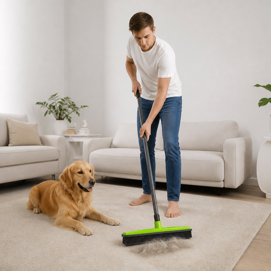 Telescopic Pet Hair Removal Broom – Multi-Surface Cleaner for Carpet, Sofa & Dog Bed
