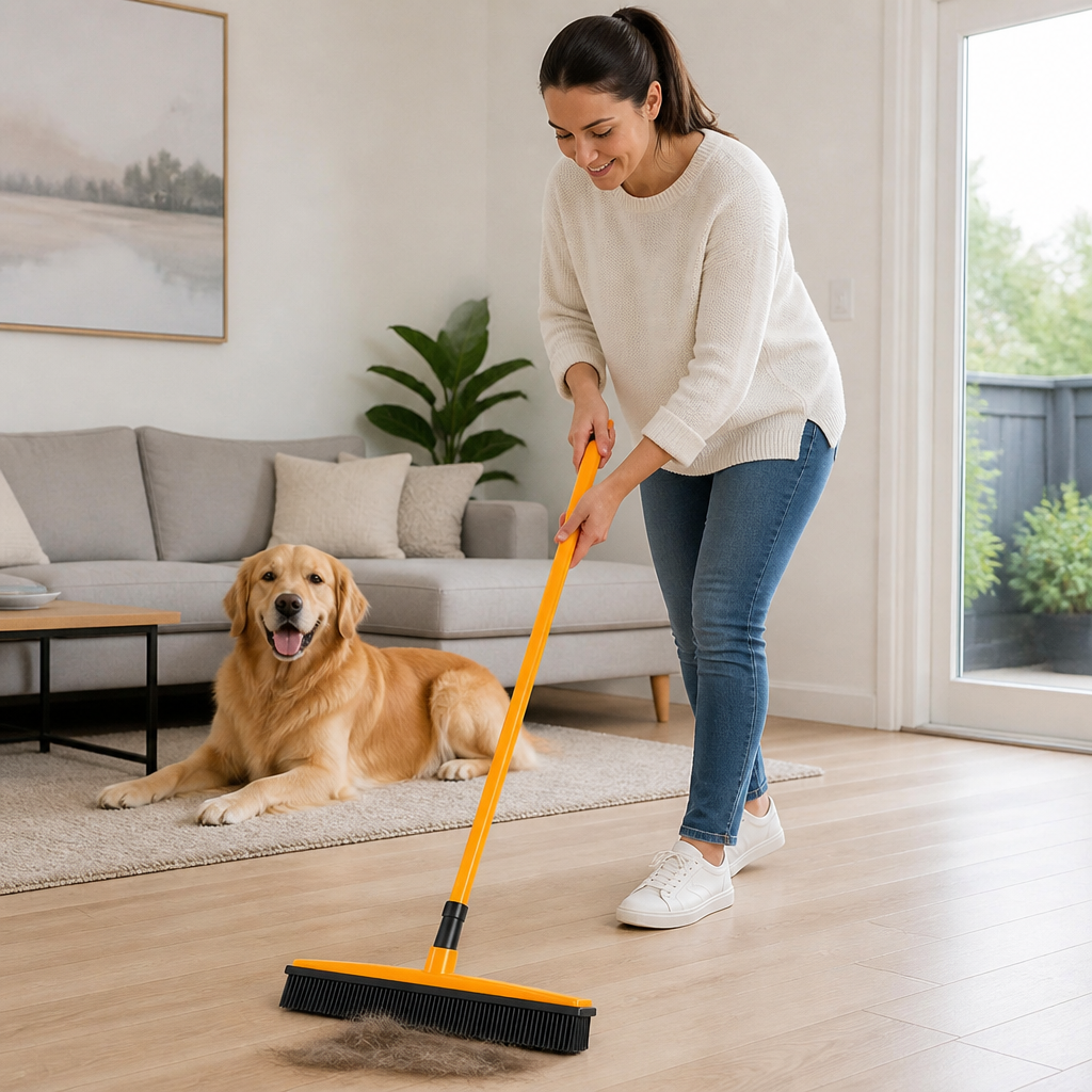 Telescopic Pet Hair Removal Broom – Multi-Surface Cleaner for Carpet, Sofa & Dog Bed