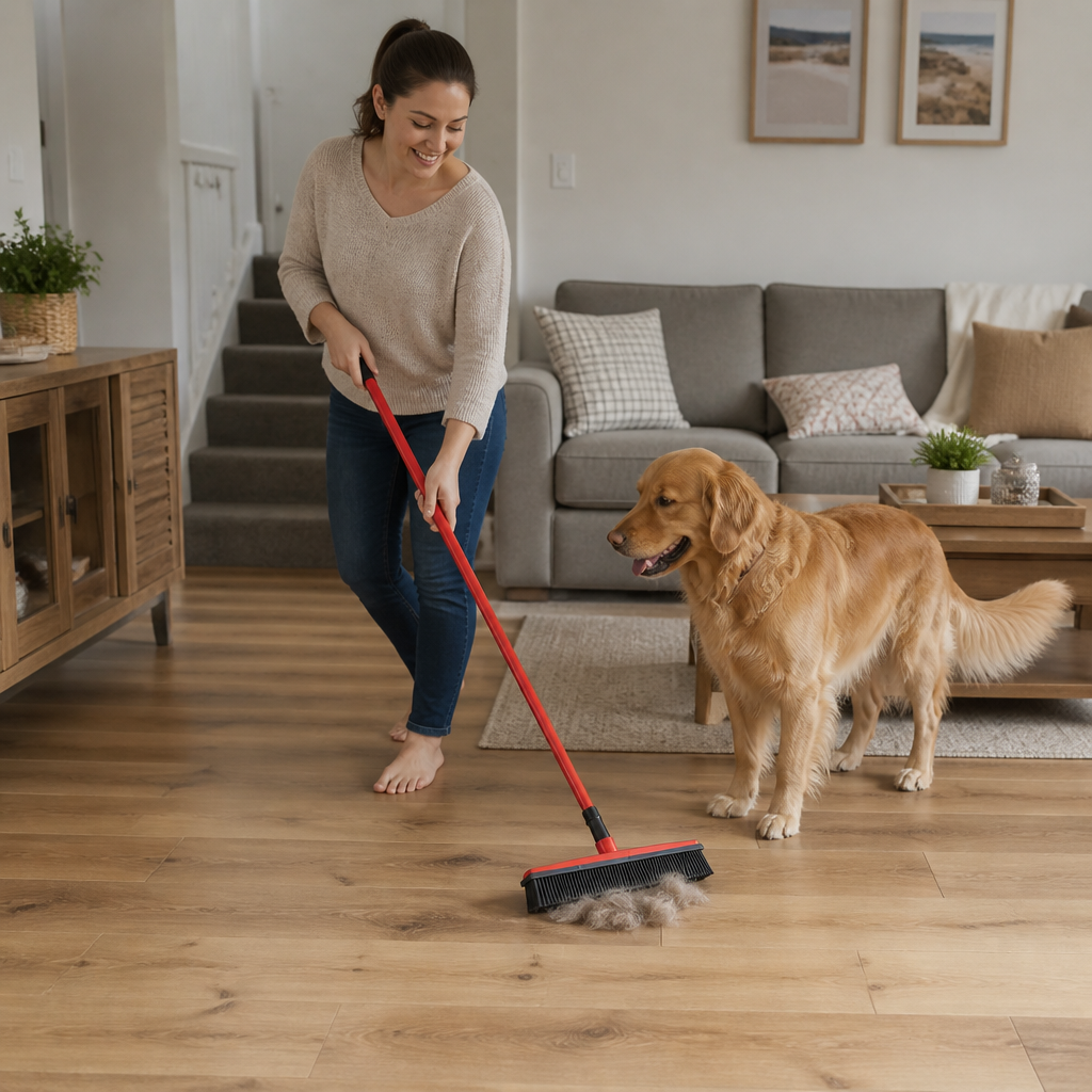 Telescopic Pet Hair Removal Broom – Multi-Surface Cleaner for Carpet, Sofa & Dog Bed