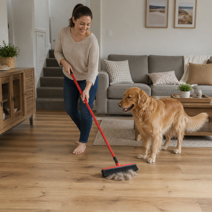 Telescopic Pet Hair Removal Broom – Multi-Surface Cleaner for Carpet, Sofa & Dog Bed