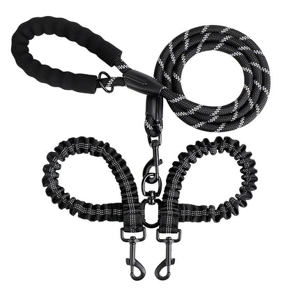2-in-1 Dog Double Leash with 360° Swivel Joint – Tangle-Free & Shock Absorbing
