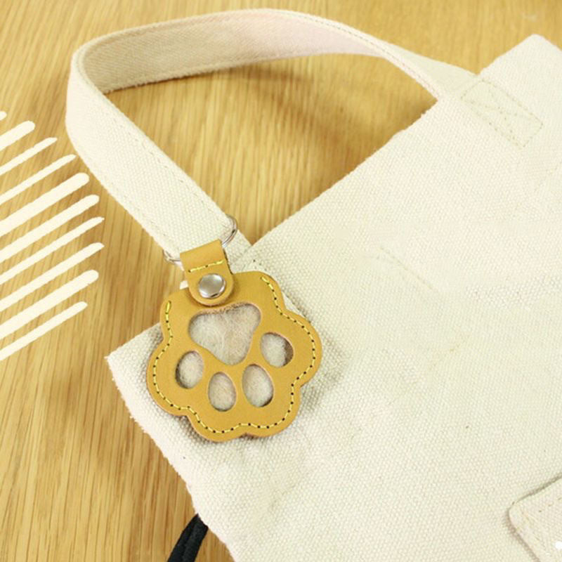 Leather Memorial Pet Hair Storage Keychain