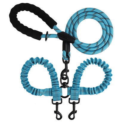 2-in-1 Dog Double Leash with 360° Swivel Joint – Tangle-Free & Shock Absorbing
