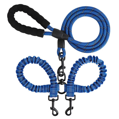 2-in-1 Double Dog Lead with 360° Swivel – Tangle-Free & Shock-Absorbing