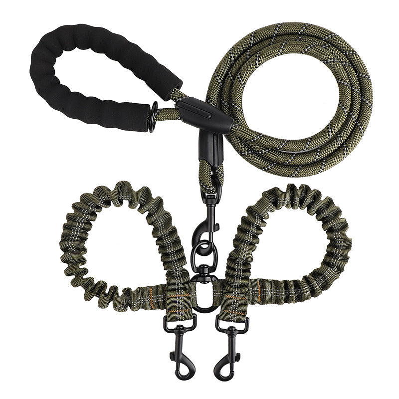 2-in-1 Double Dog Lead with 360° Swivel – Tangle-Free & Shock-Absorbing
