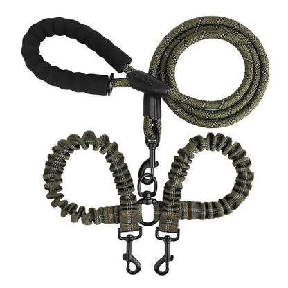 2-in-1 Double Dog Lead with 360° Swivel – Tangle-Free & Shock-Absorbing