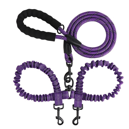 2-in-1 Double Dog Lead with 360° Swivel – Tangle-Free & Shock-Absorbing