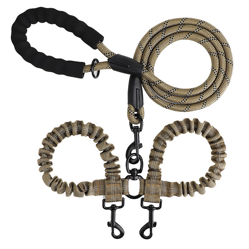 2-in-1 Double Dog Lead with 360° Swivel – Tangle-Free & Shock-Absorbing