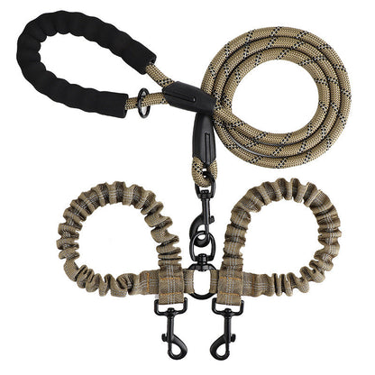 2-in-1 Double Dog Lead with 360° Swivel – Tangle-Free & Shock-Absorbing