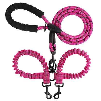 2-in-1 Double Dog Lead with 360° Swivel – Tangle-Free & Shock-Absorbing