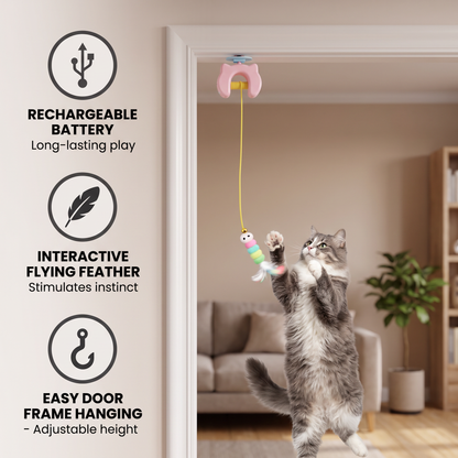Rechargeable Hanging Door Cat Toy with Interactive Flying Feather