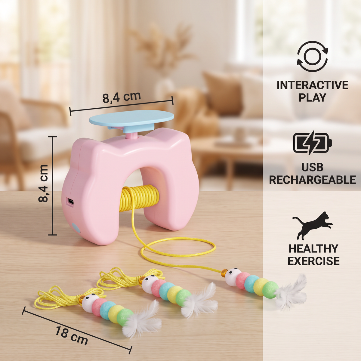 Rechargeable Hanging Door Cat Toy with Interactive Flying Feather