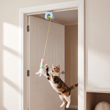 Rechargeable Hanging Door Cat Toy with Interactive Flying Feather