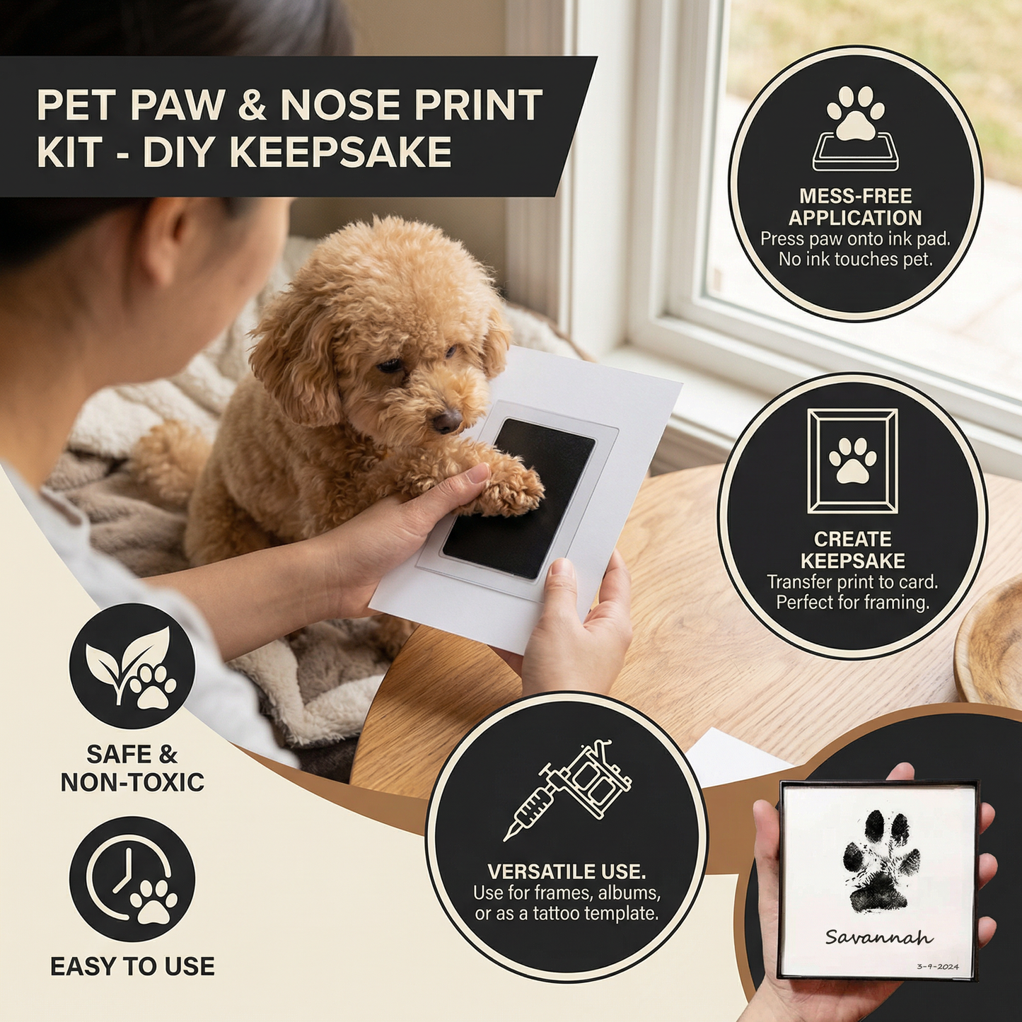 Pet Paw & Nose Print Kit – DIY Keepsake for Dogs