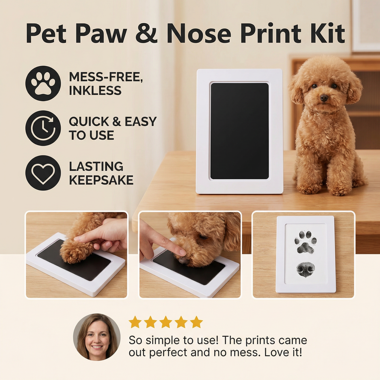 Pet Paw & Nose Print Kit – DIY Keepsake for Dogs