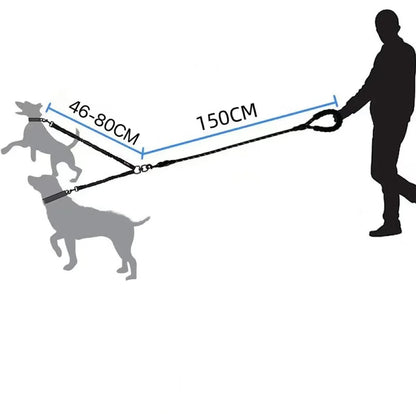 2-in-1 Double Dog Lead with 360° Swivel – Tangle-Free & Shock-Absorbing