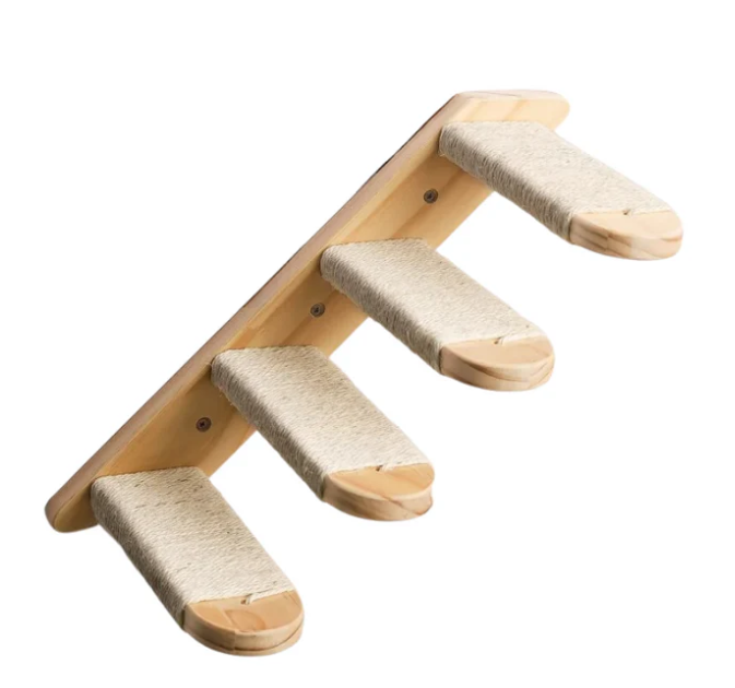 Cat Climbing Steps Deluxe - Wall - Mounted With Sisal Rope