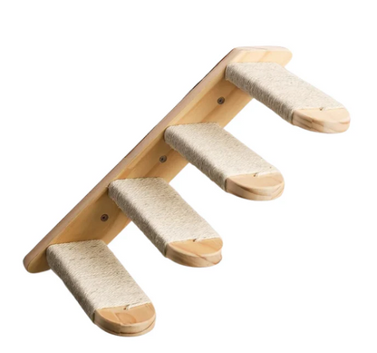 Cat Climbing Steps Deluxe - Wall - Mounted With Sisal Rope