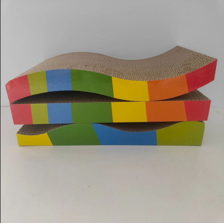 Ergonomic Scratching Area For Cats - Colorful Corrugated Cardboard